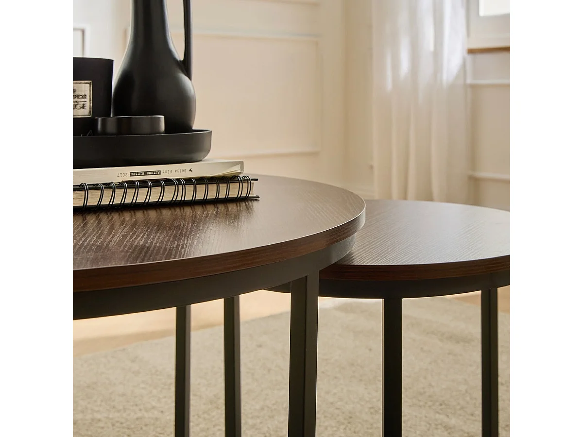 Lot de 2 Tables Basses Gigognes Rondes L70 cm - LENNY