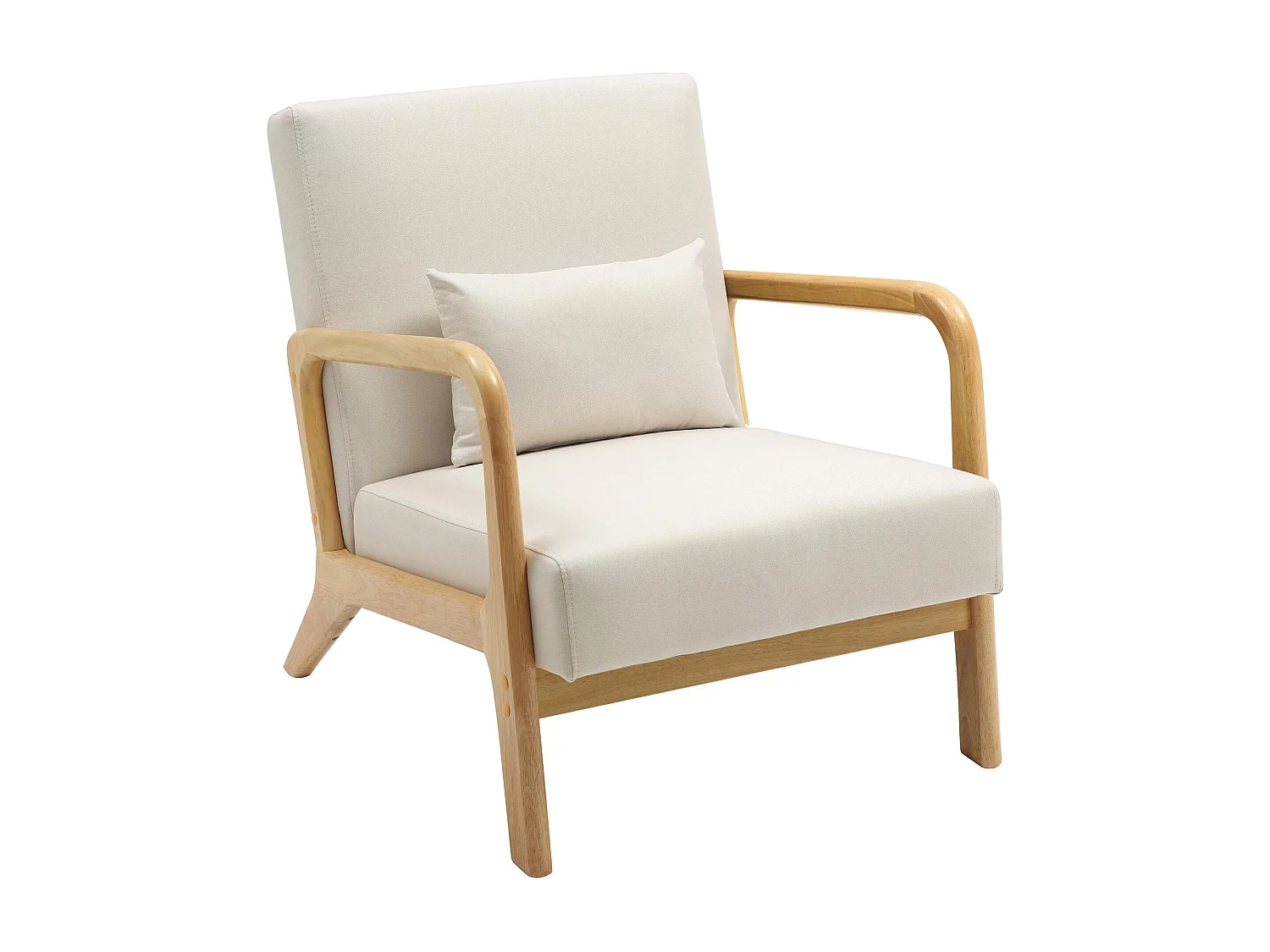 Fauteuil - Bois - Crème - Hibbing
