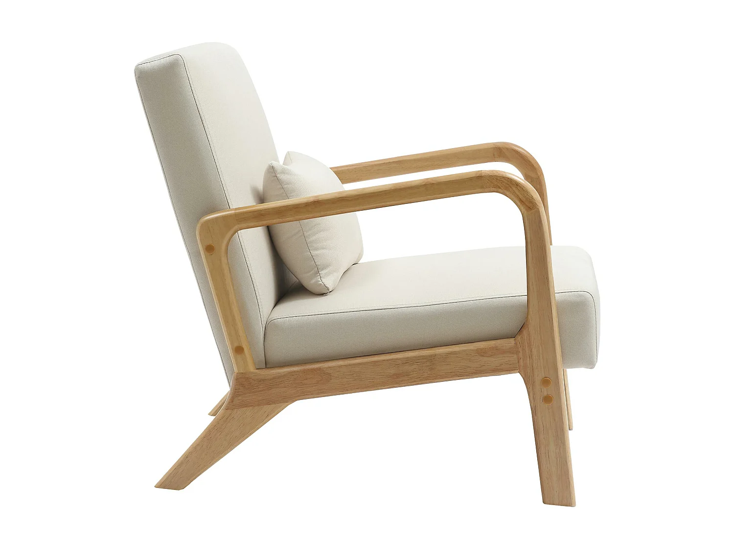 Fauteuil - Bois - Crème - Hibbing