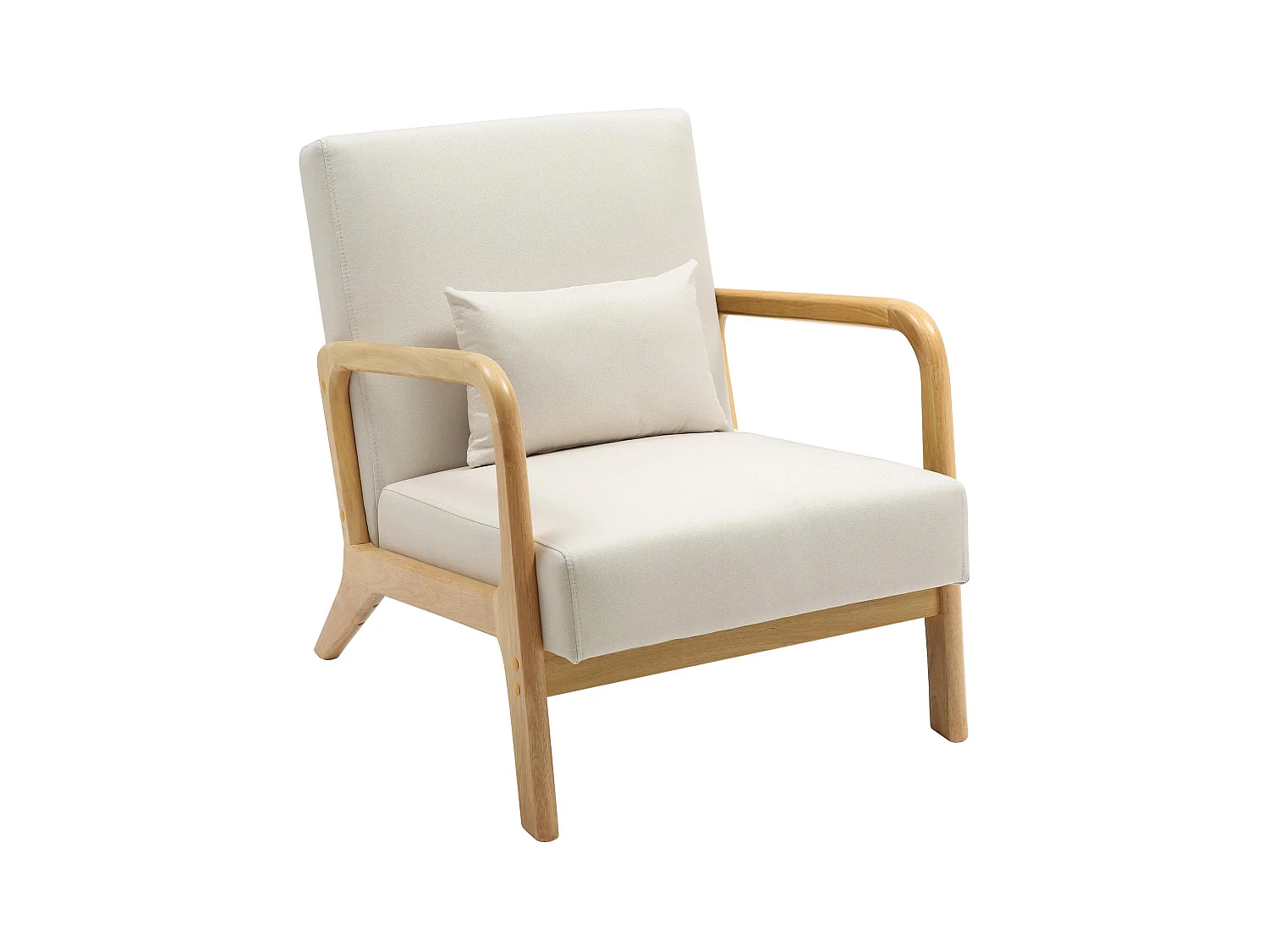 Fauteuil - Bois - Crème - Hibbing