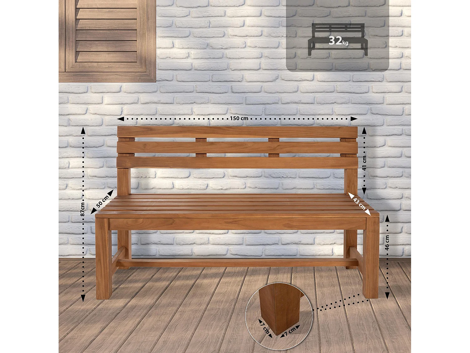 Banc de jardin - Bois - Teck - Augusta