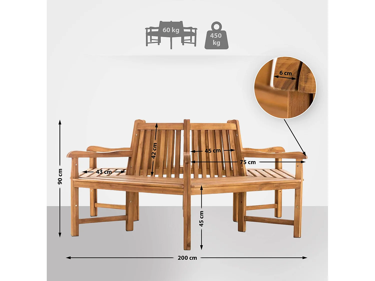 Banc de jardin - Bois - Teck - Sonja