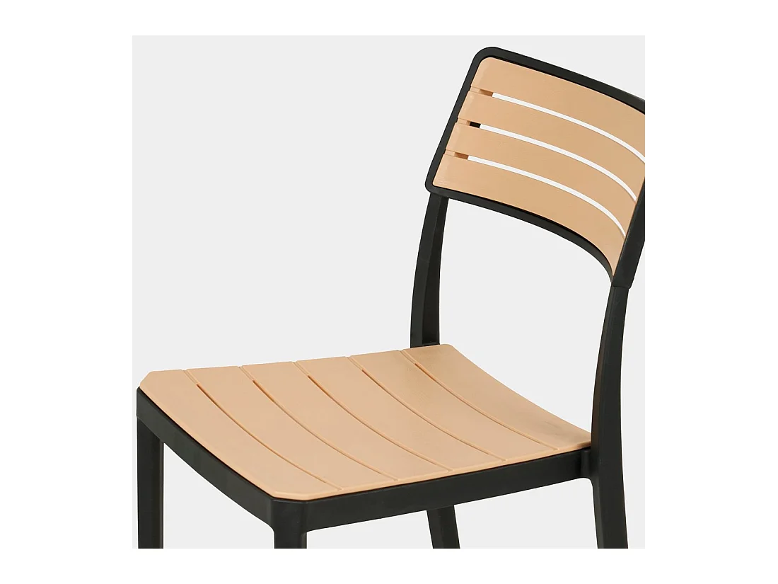 Chaise d'extérieur en plastique noir-naturel 41x81 cm-Hilda