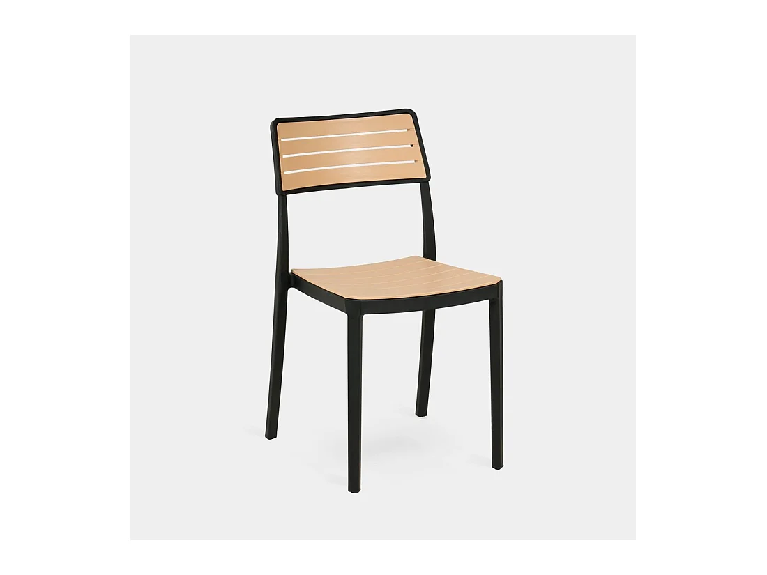Chaise d'extérieur en plastique noir-naturel 41x81 cm-Hilda