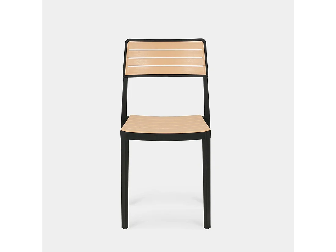 Chaise d'extérieur en plastique noir-naturel 41x81 cm-Hilda