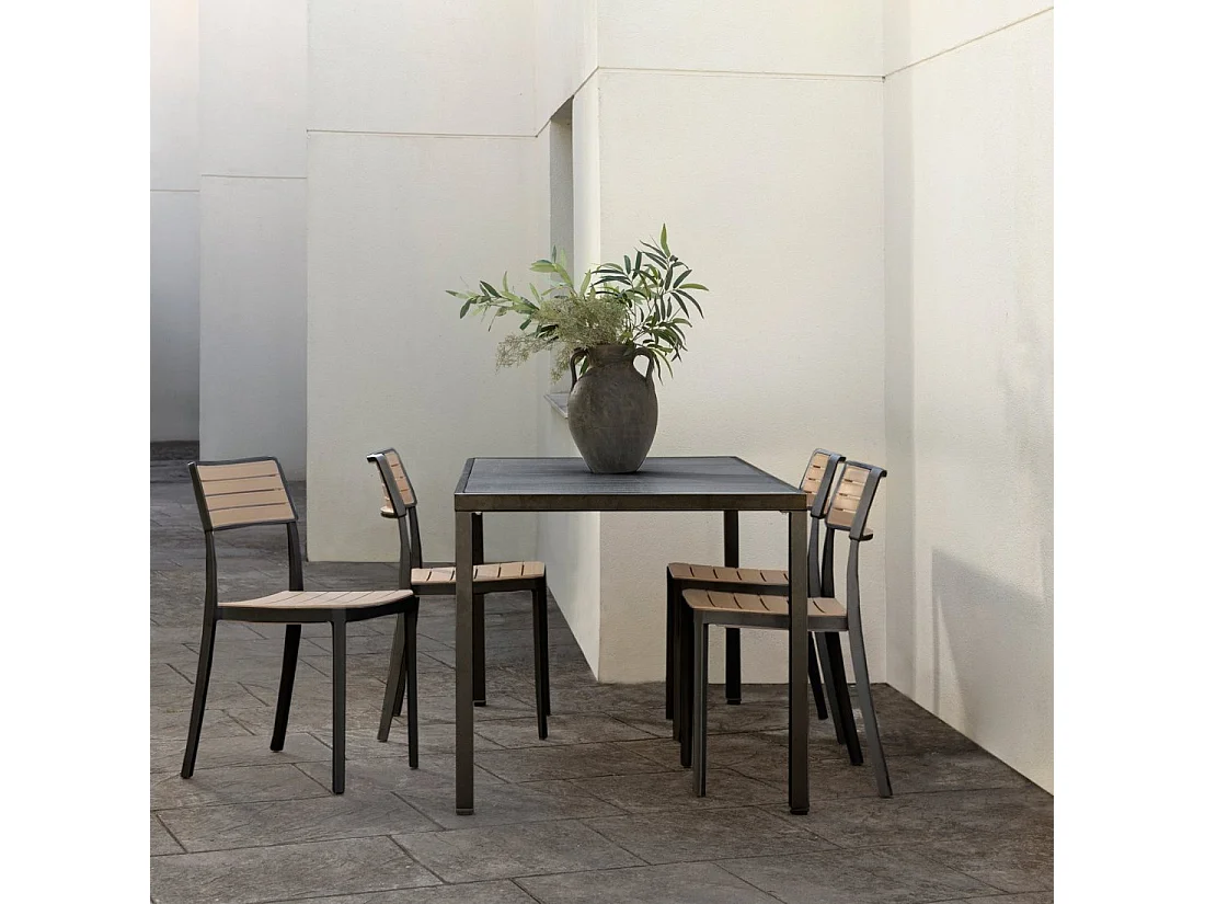 Chaise d'extérieur en plastique noir-naturel 41x81 cm-Hilda