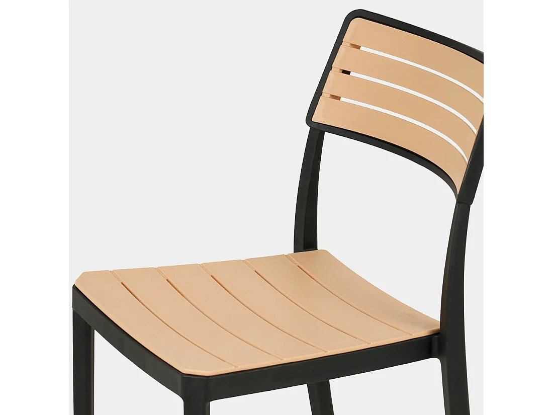 Chaise d'extérieur en plastique noir-naturel 41x81 cm-Hilda