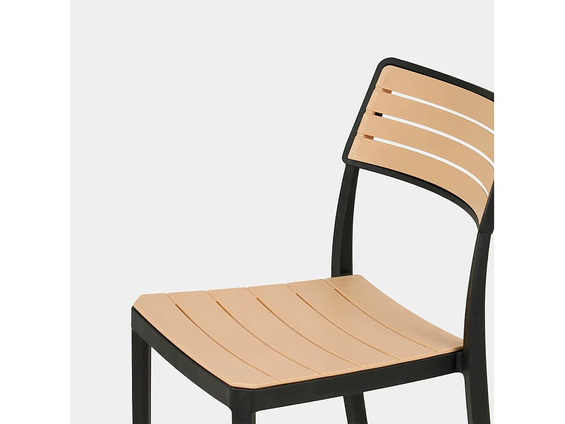 Chaise d'extérieur en plastique noir-naturel 41x81 cm-Hilda