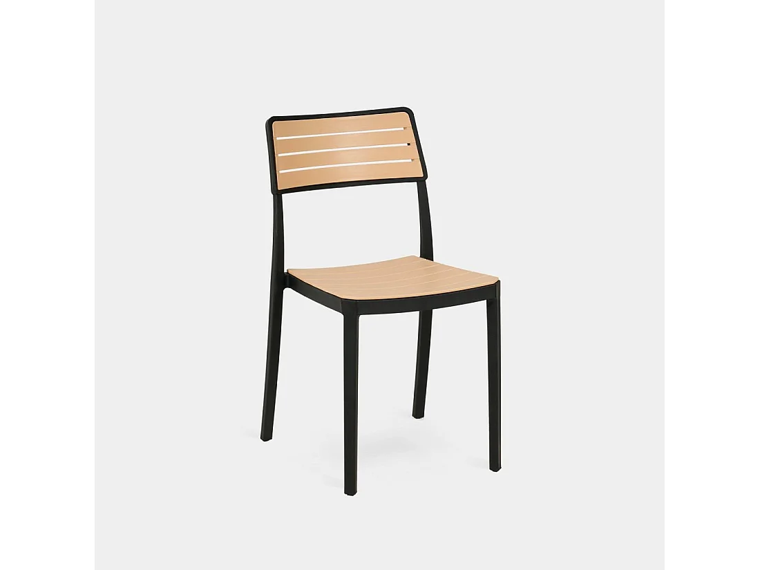 Chaise d'extérieur en plastique noir-naturel 41x81 cm-Hilda