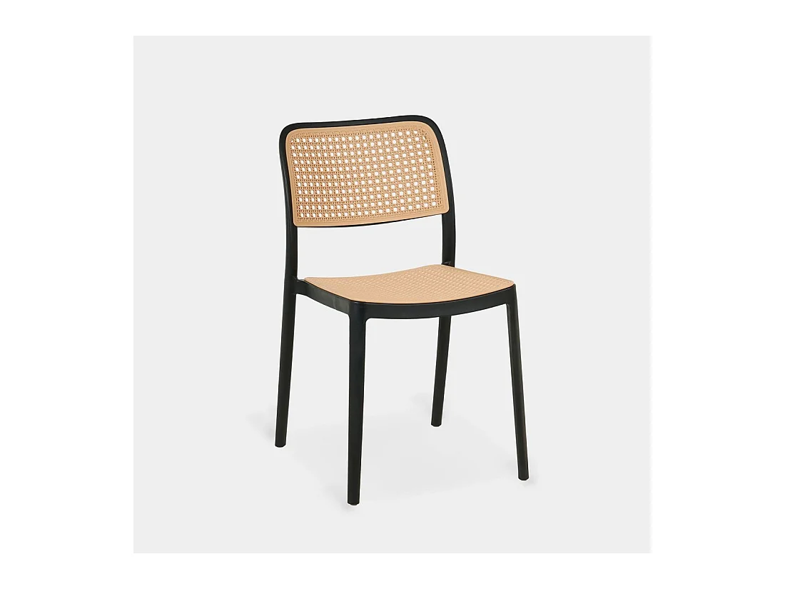 Chaise d'extérieur en plastique noir-naturel 44x81 cm-Kaira