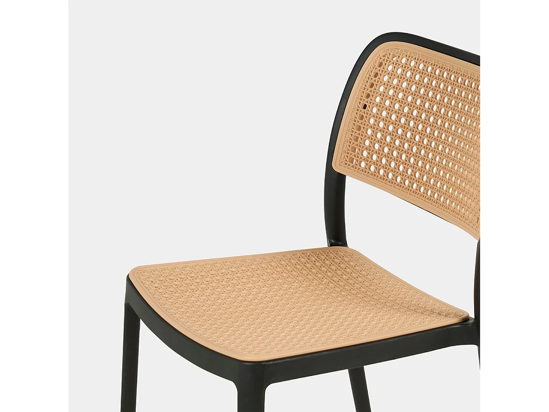 Chaise d'extérieur en plastique noir-naturel 44x81 cm-Kaira