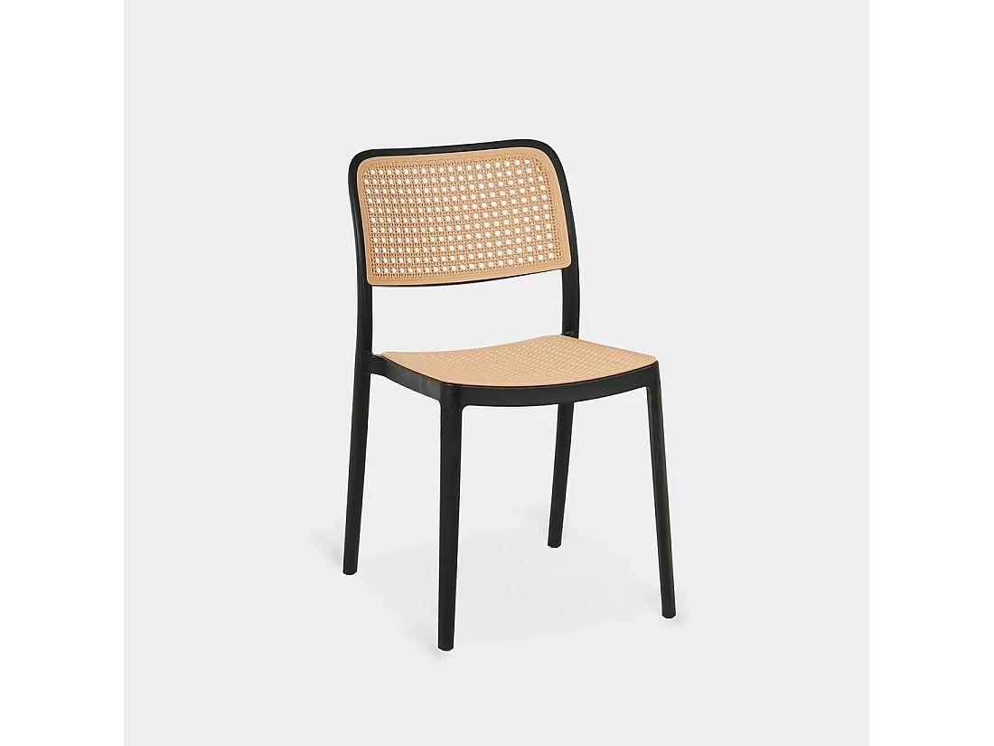 Chaise d'extérieur en plastique noir-naturel 44x81 cm-Kaira