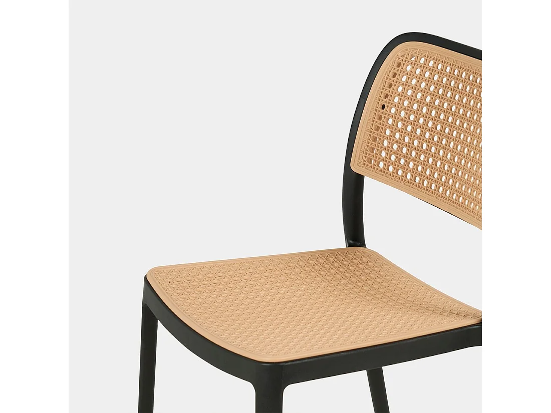 Chaise d'extérieur en plastique noir-naturel 44x81 cm-Kaira