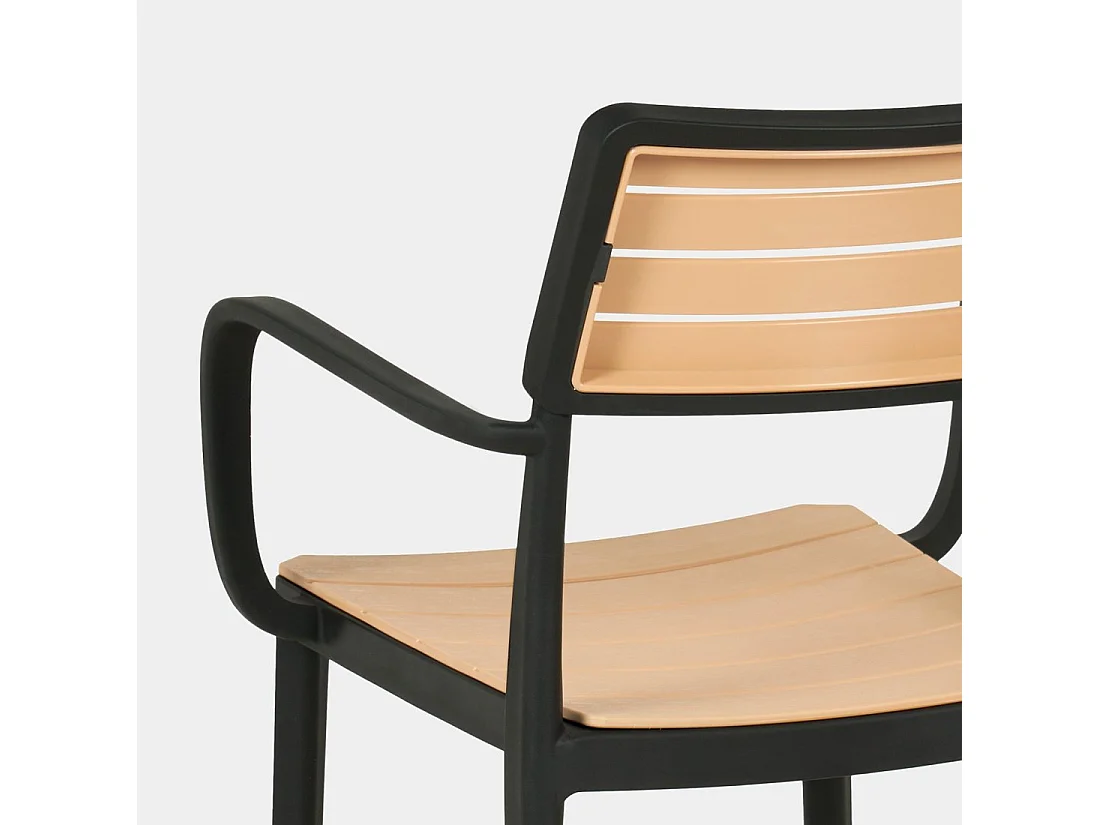 Chaise d'extérieur en plastique noir-naturel 54x80 cm-Hilda