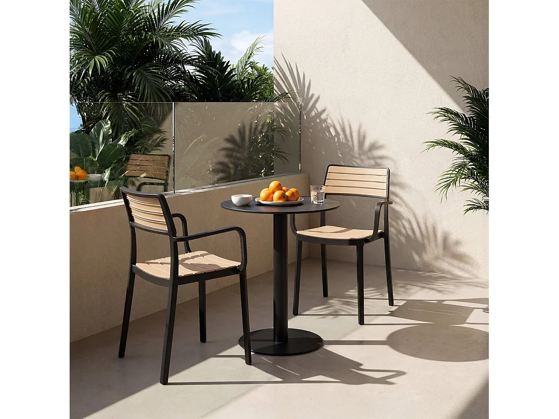 Silla de exterior de Plástico Negro 80 x 54- Hilda