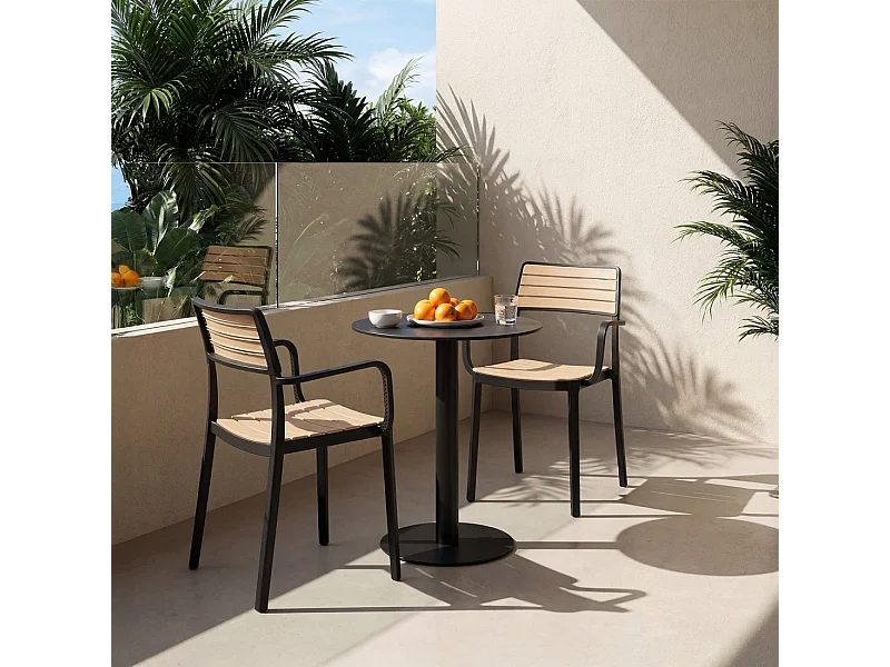 Silla de exterior de Plástico Negro 80 x 54- Hilda