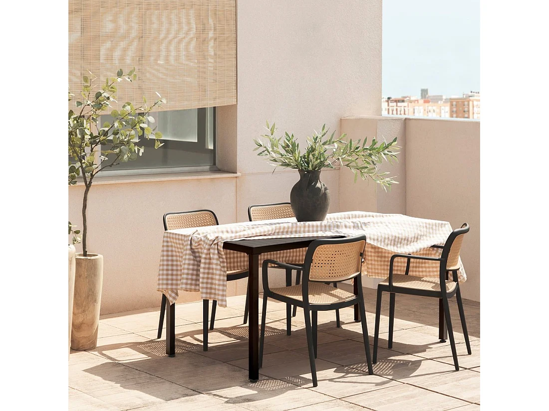 Chaise d'extérieur en plastique noir-naturel 57x81 cm-Kaira