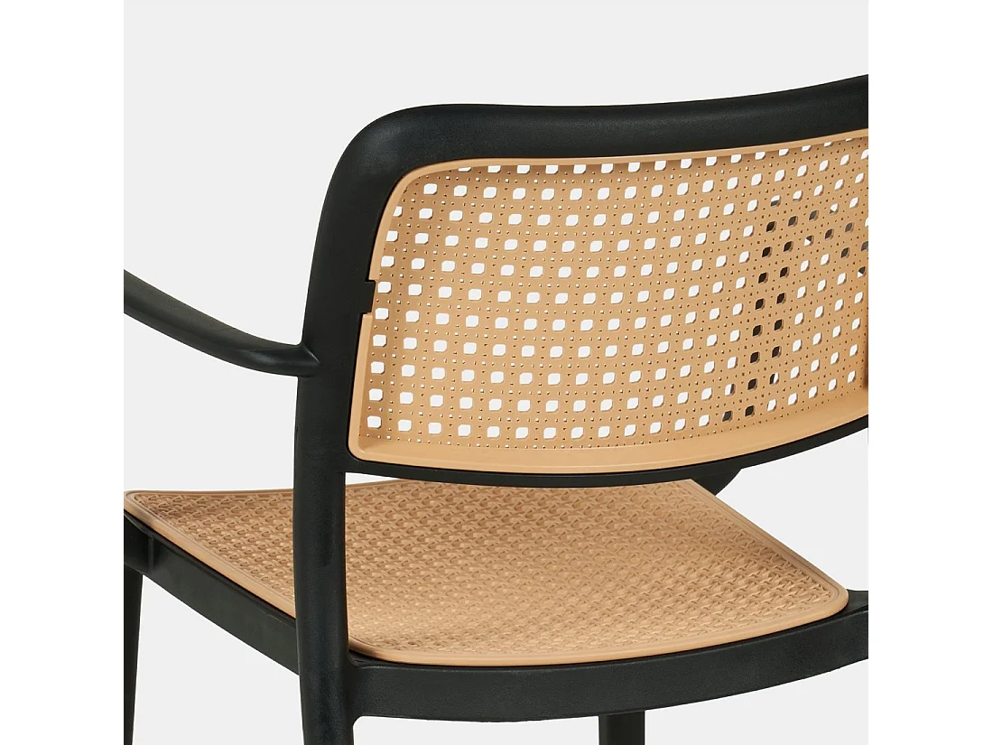 Chaise d'extérieur en plastique noir-naturel 57x81 cm-Kaira
