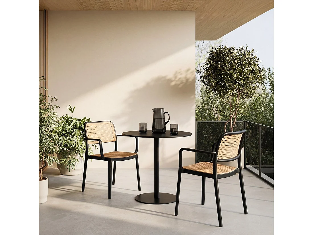 Silla de jardín de Plástico Negro-Natural 81 x 57- Kaira