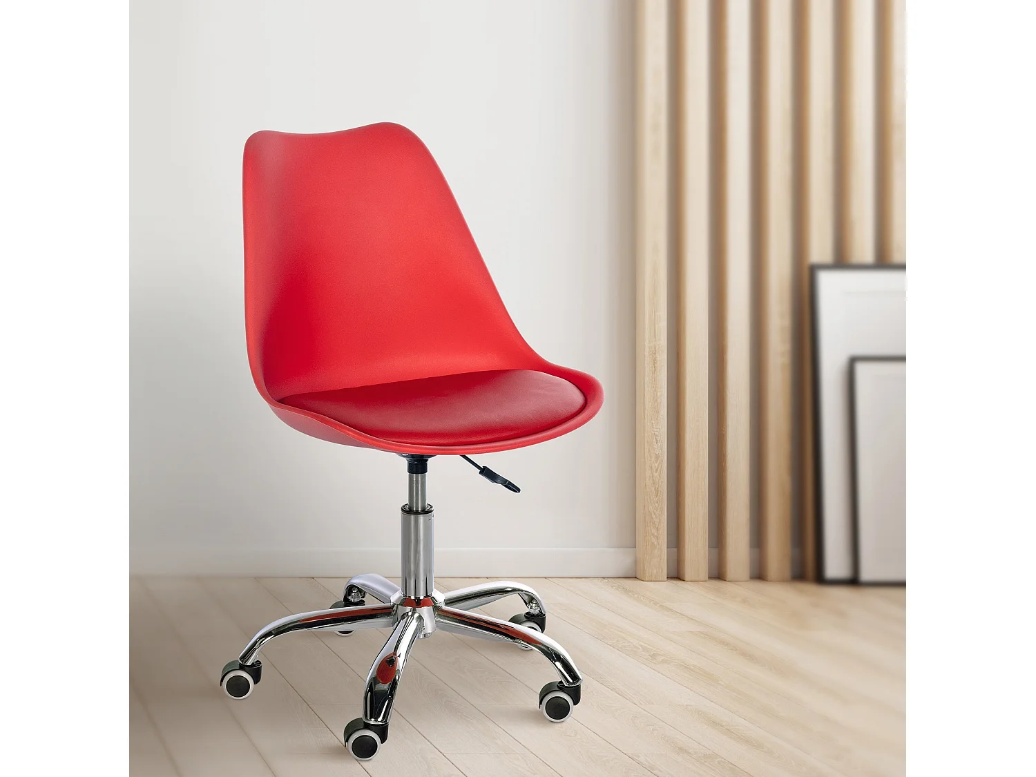 Tabouret de bureau - Plastique - Rouge - Laflin