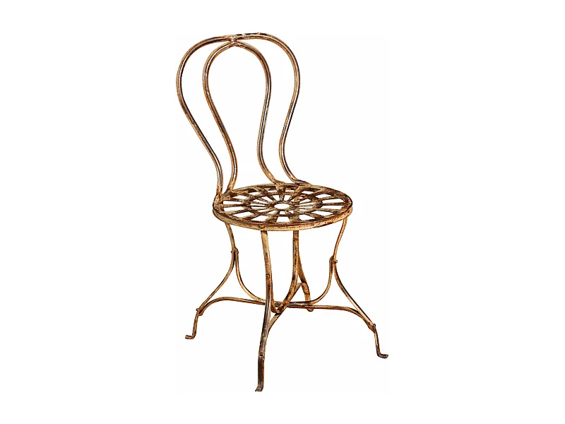 BISCOTTINI Chaise - Fer Forgé avec Finition Antique - Chaise de Jardin - Extérieur - Exposition - Décorative - Terrasse - Balcon - 50x45x91 cm