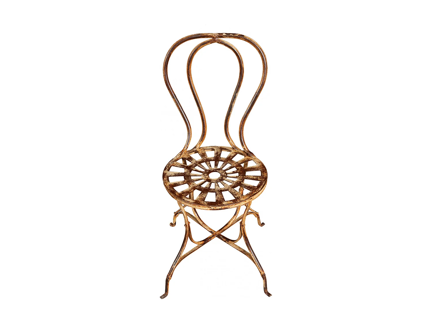 BISCOTTINI Chaise - Fer Forgé avec Finition Antique - Chaise de Jardin - Extérieur - Exposition - Décorative - Terrasse - Balcon - 50x45x91 cm