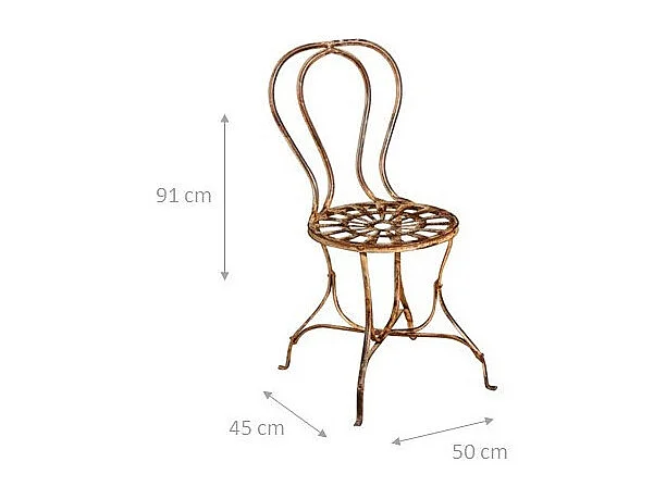 BISCOTTINI Chaise - Fer Forgé avec Finition Antique - Chaise de Jardin - Extérieur - Exposition - Décorative - Terrasse - Balcon - 50x45x91 cm