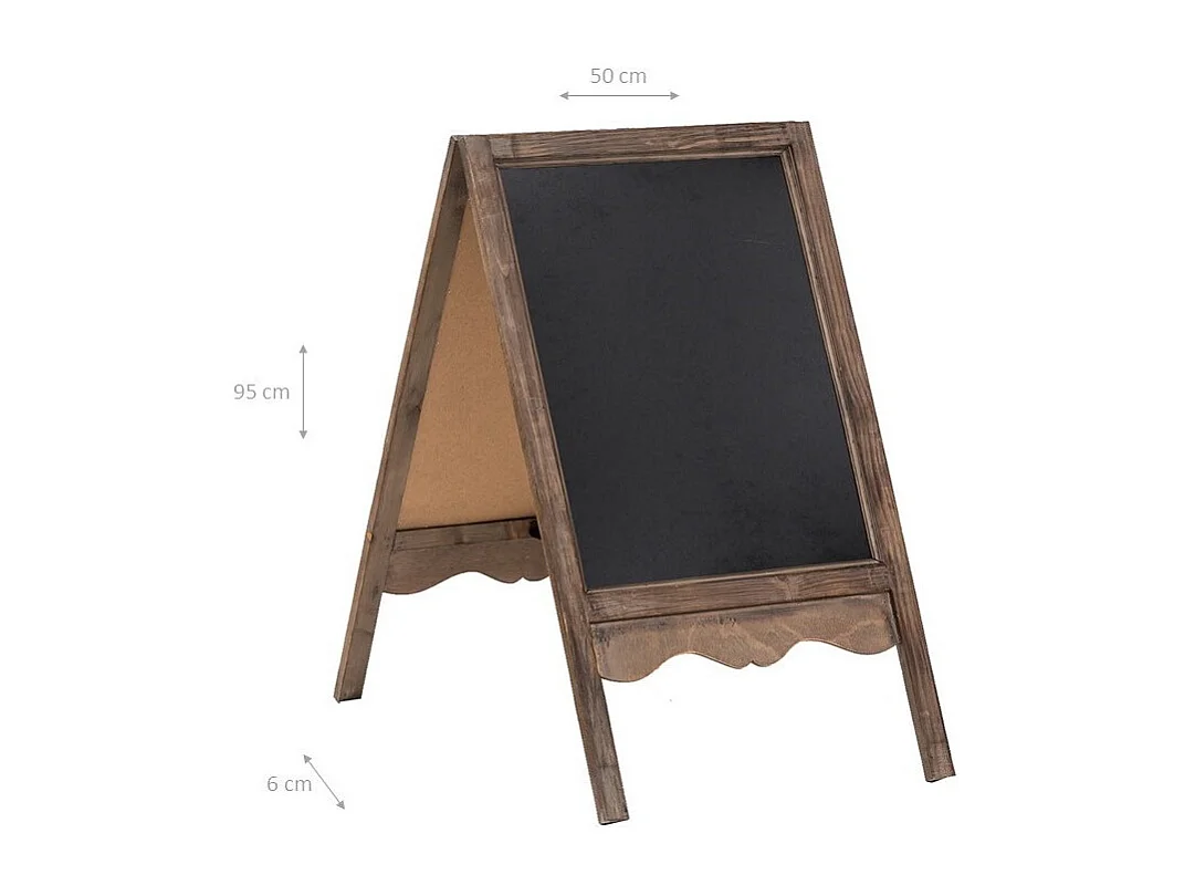 BISCOTTINI Tableau Noir - Finition Bois Antique - Tableau Noir - Décoratif - Présentation - Salon - Salle à Manger - Cuisine - Restaurant - Épicerie - 50x6x95cm