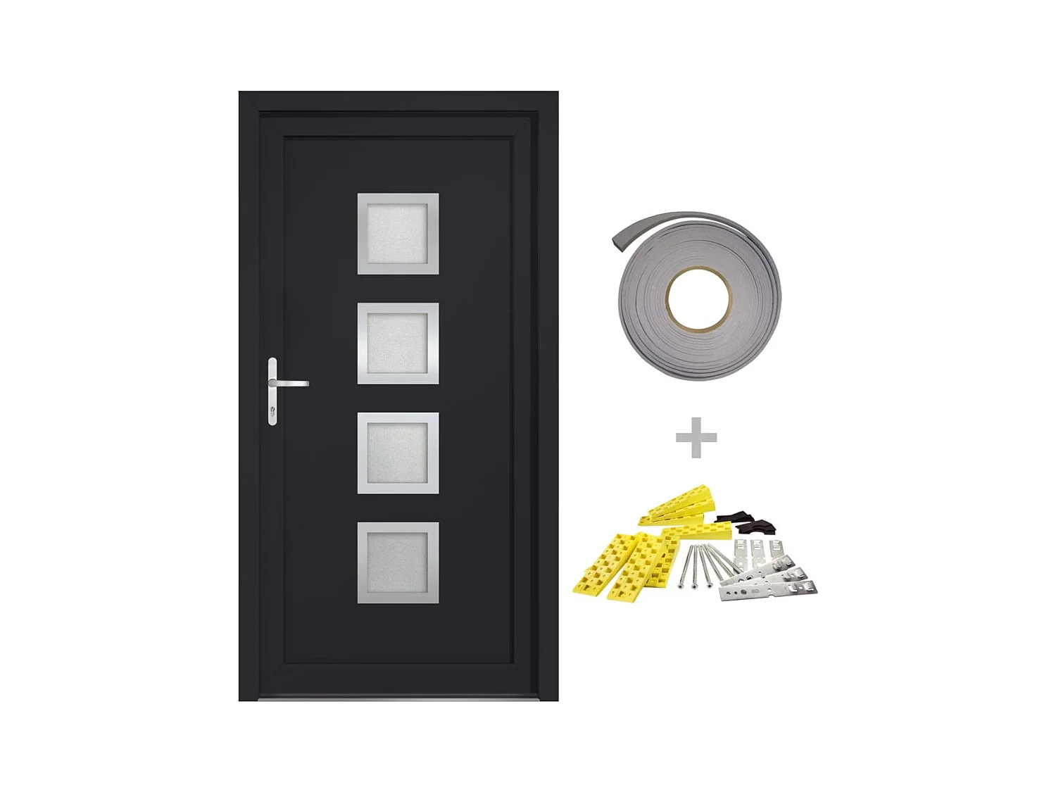 Porta d'ingresso antracite 108x208 cm PVC