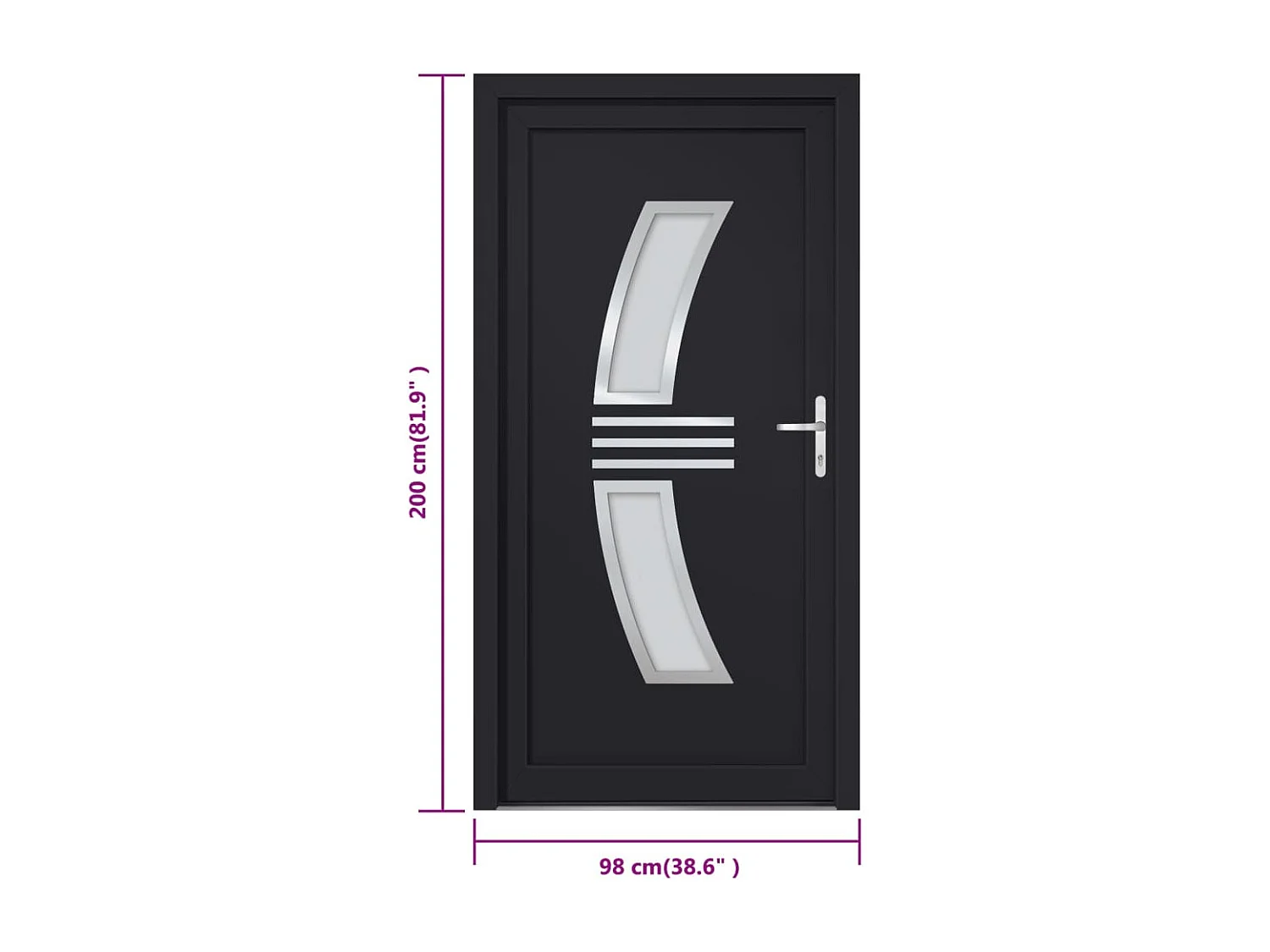 Porta d'ingresso antracite 98x200 cm PVC