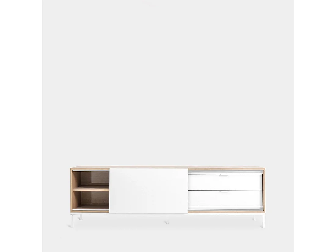 Mueble Tv de Madera Natural-Blanco 55 x 180- Denver