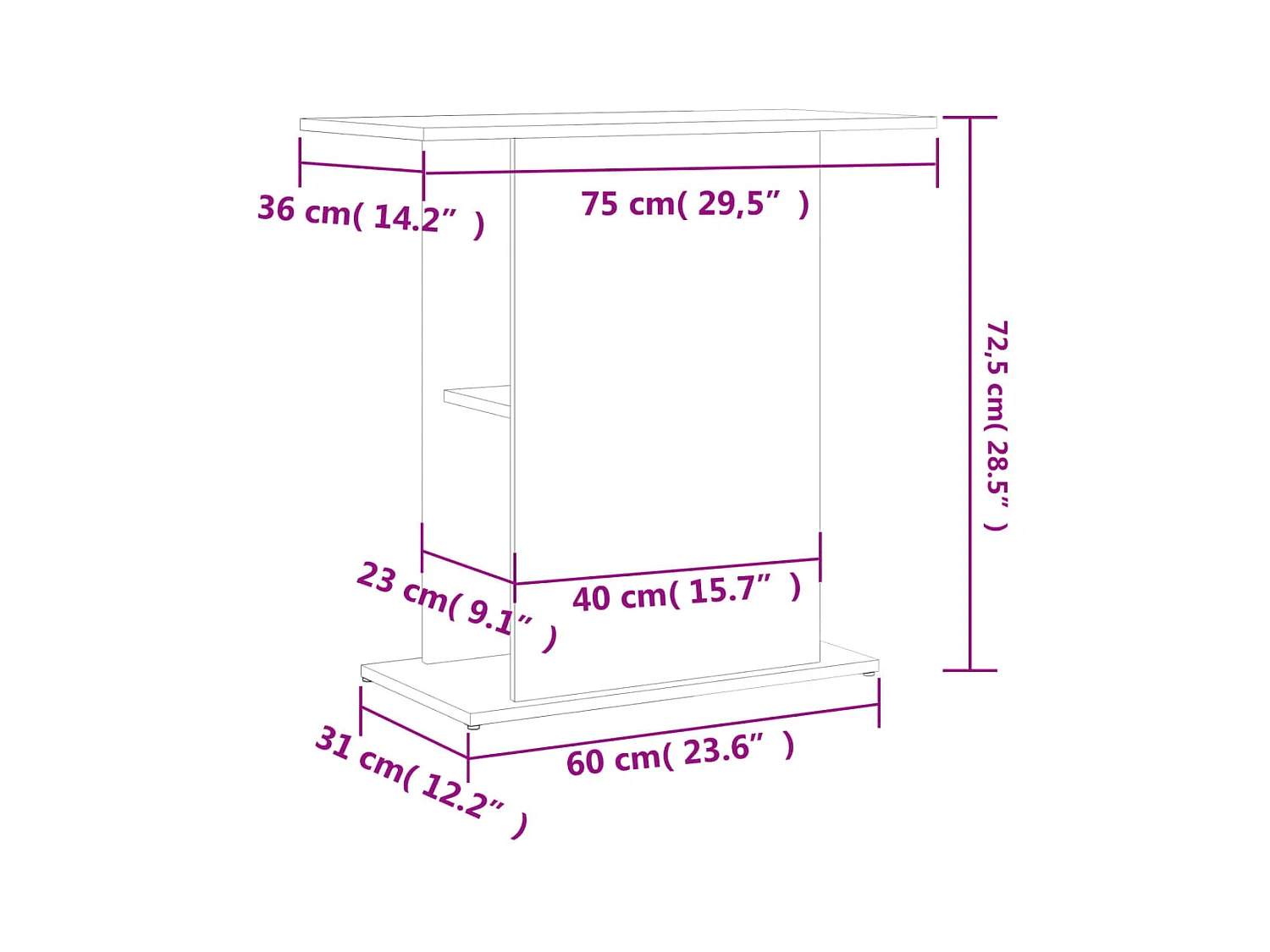 Supporto per acquario nero 75x36x72,5 cm in legno ingegnerizzato