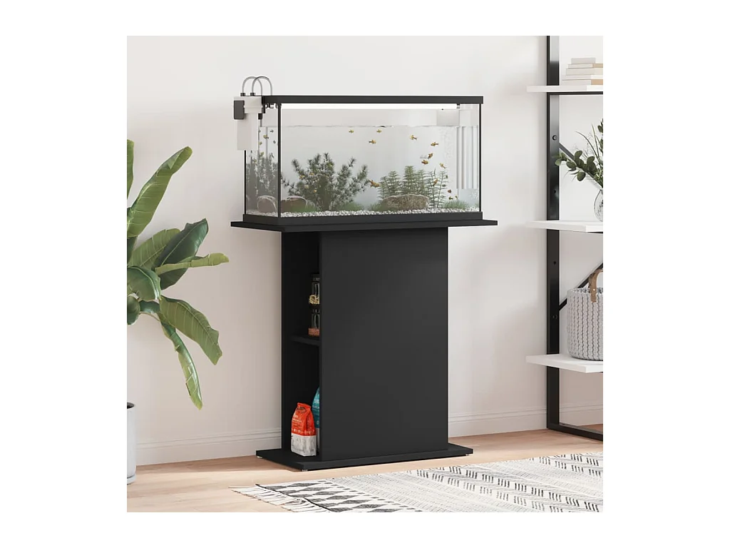 Support pour aquarium noir 75x36x72,5 cm bois d'ingénierie