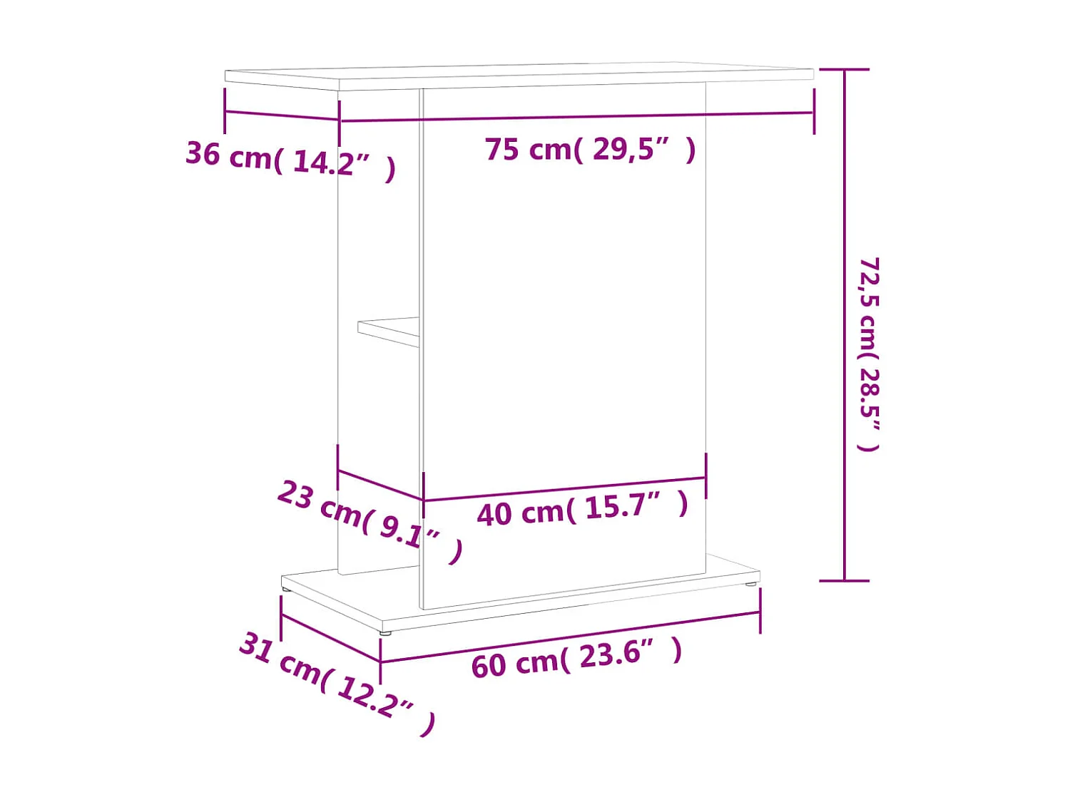 Support pour aquarium noir 75x36x72,5 cm bois d'ingénierie