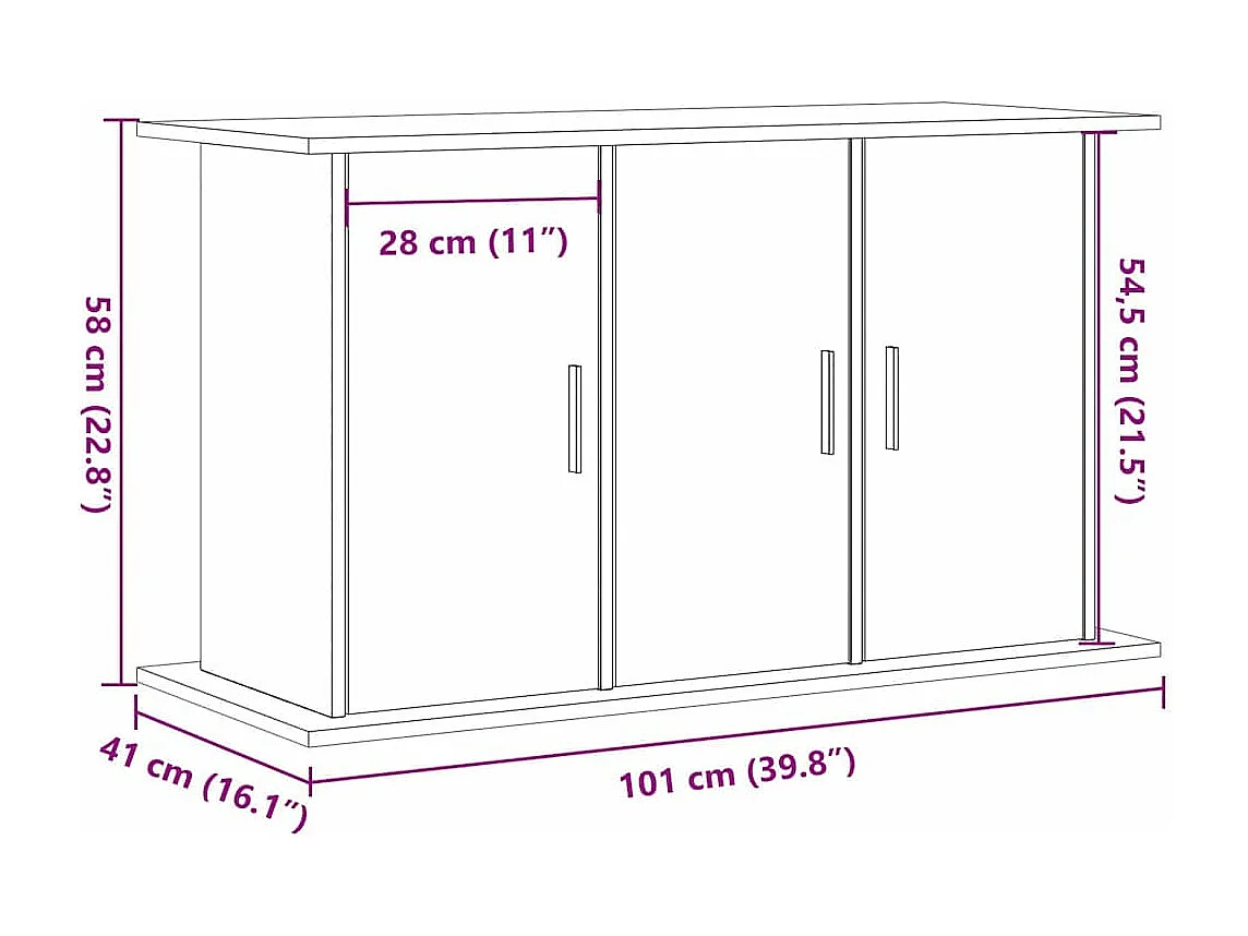 Support pour aquarium vieux bois 101x41x58 cm bois d'ingénierie