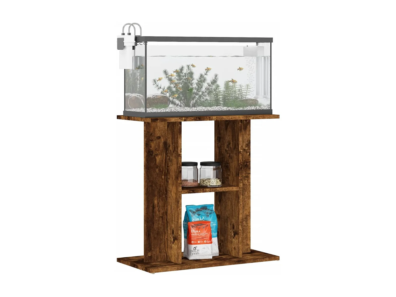 Support pour aquarium chêne fumé 60x30x60 cm bois d'ingénierie