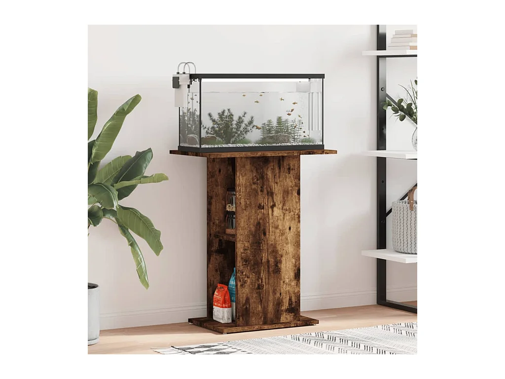 Support d'aquarium chêne fumé 60,5x36x72,5 cm bois d'ingénierie