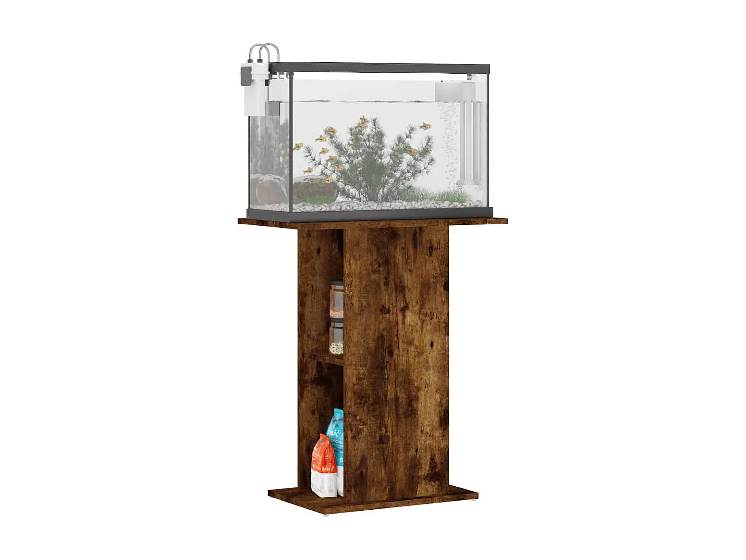 Support d'aquarium chêne fumé 60,5x36x72,5 cm bois d'ingénierie