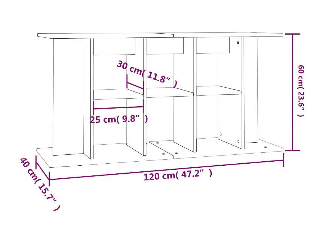 Supporto per acquario bianco lucido 120x40x60cm in legno ingegnerizzato