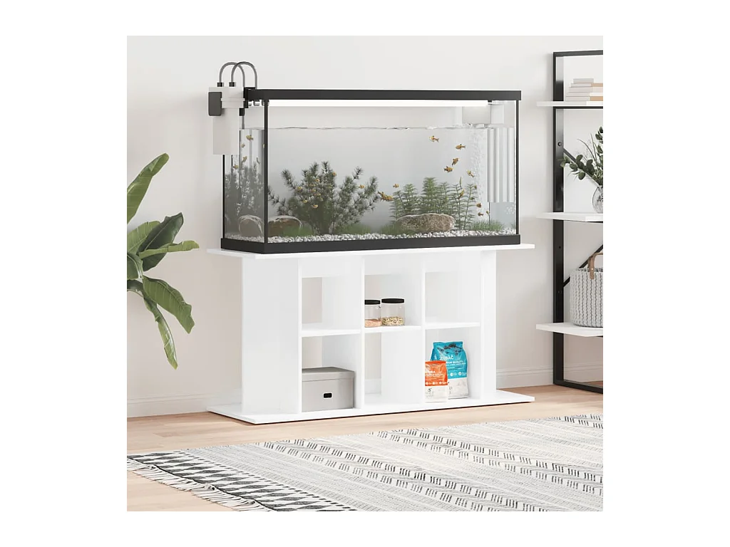 Support d'aquarium blanc brillant 120x40x60cm bois d'ingénierie