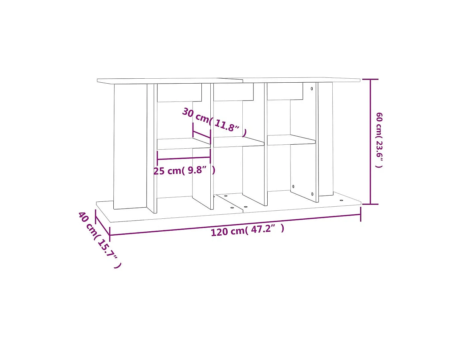 Support d'aquarium blanc brillant 120x40x60cm bois d'ingénierie