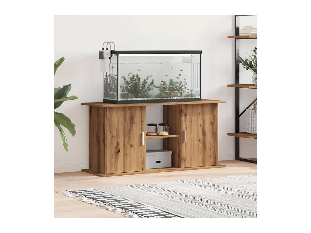 Support d'aquarium chêne artisanal 121x41x58 cm bois ingénierie