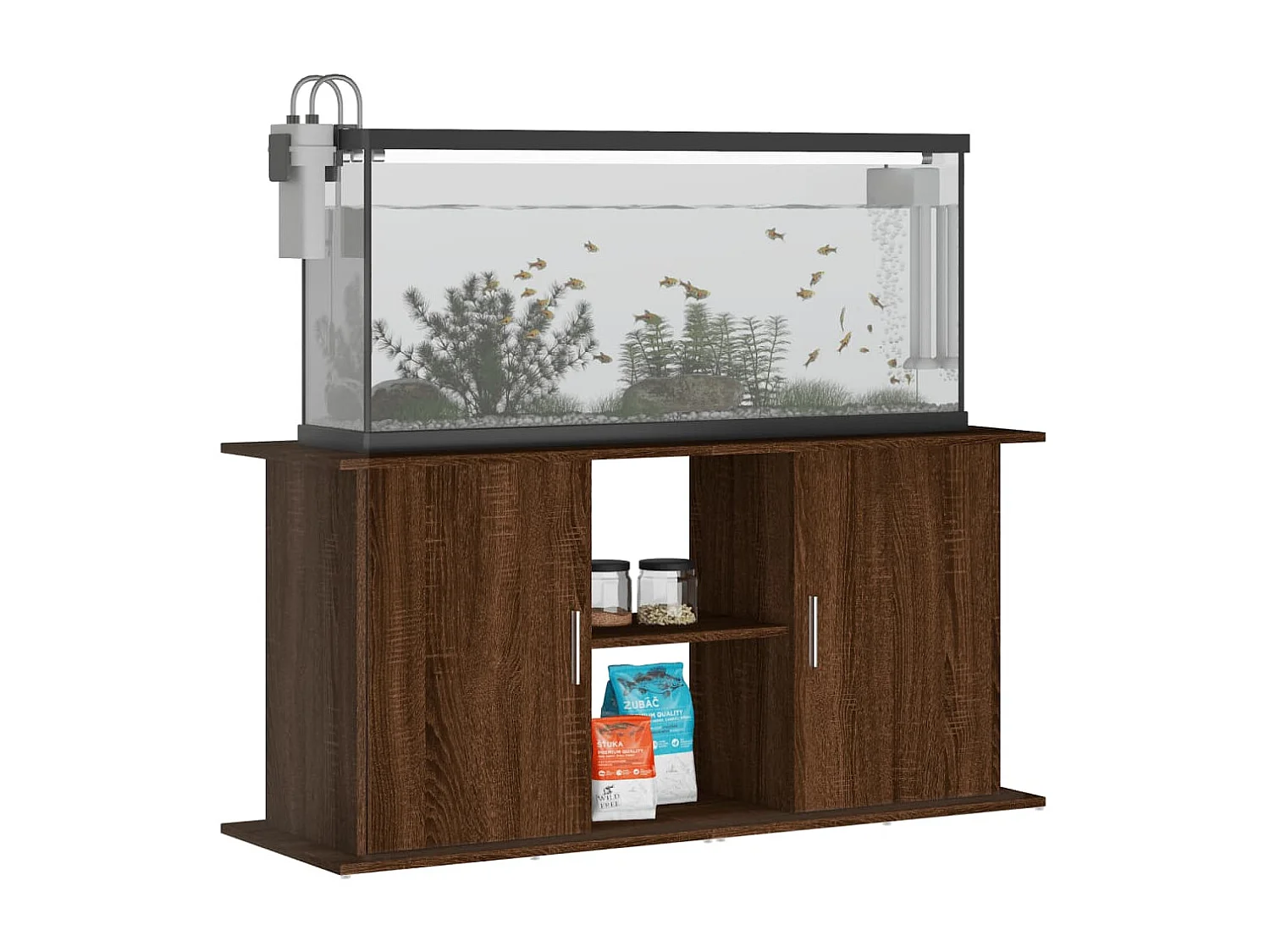 Support d'aquarium chêne marron 121x41x58 cm bois d'ingénierie