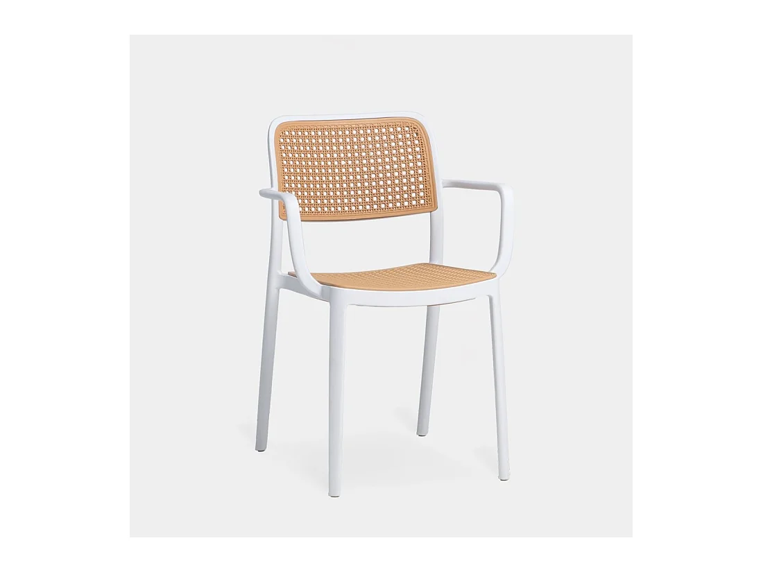 Chaise d'extérieur en plastique blanco-natural 57x81 cm-Kaira
