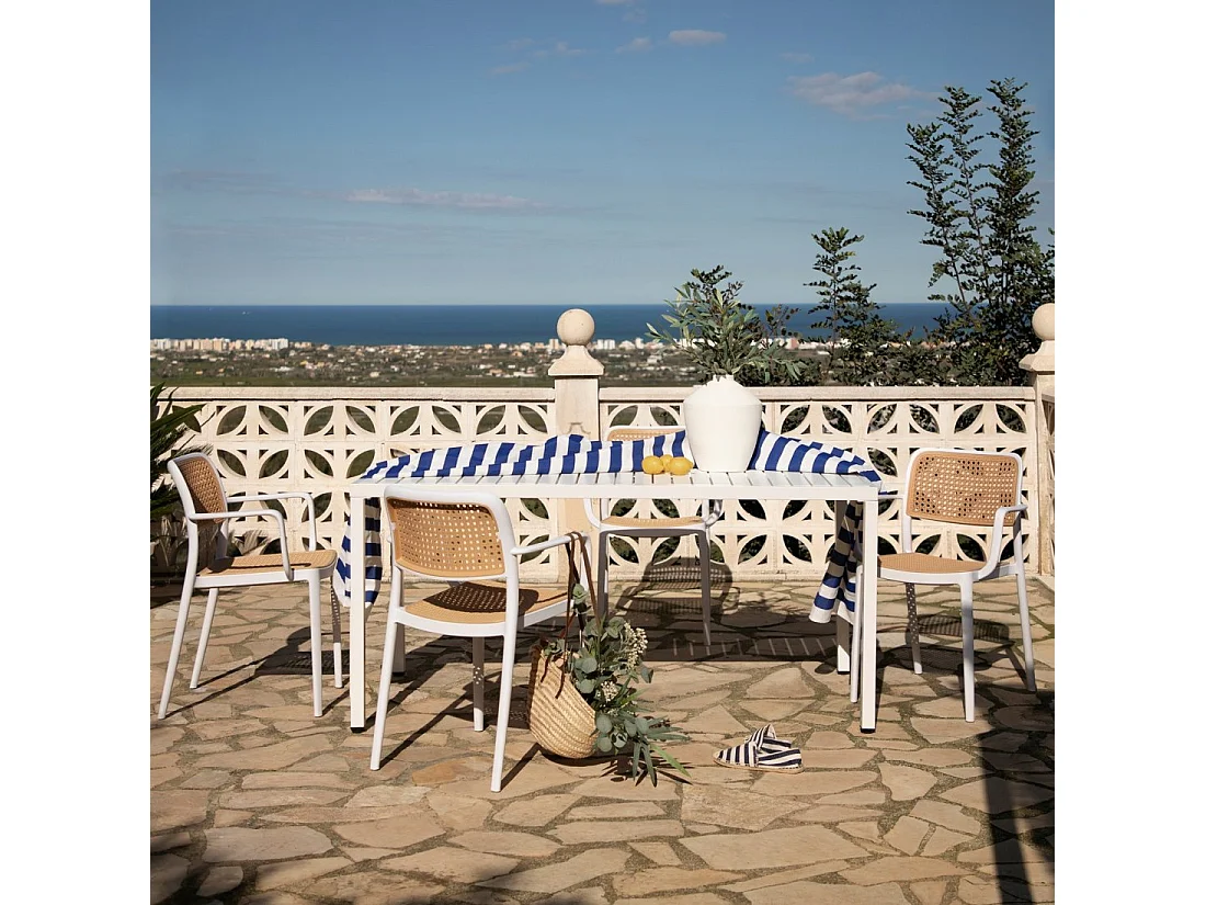 Chaise d'extérieur en plastique blanco-natural 57x81 cm-Kaira