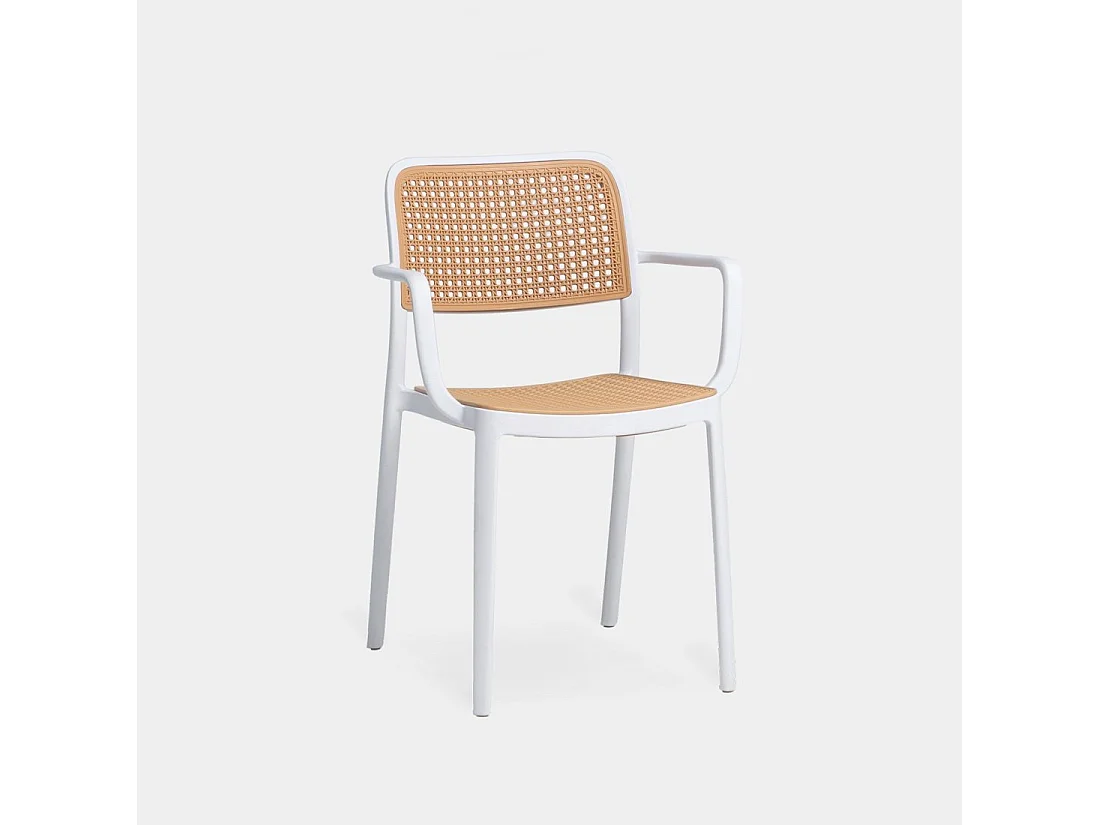 Chaise d'extérieur en plastique blanc naturel 57x81 cm-Kaira