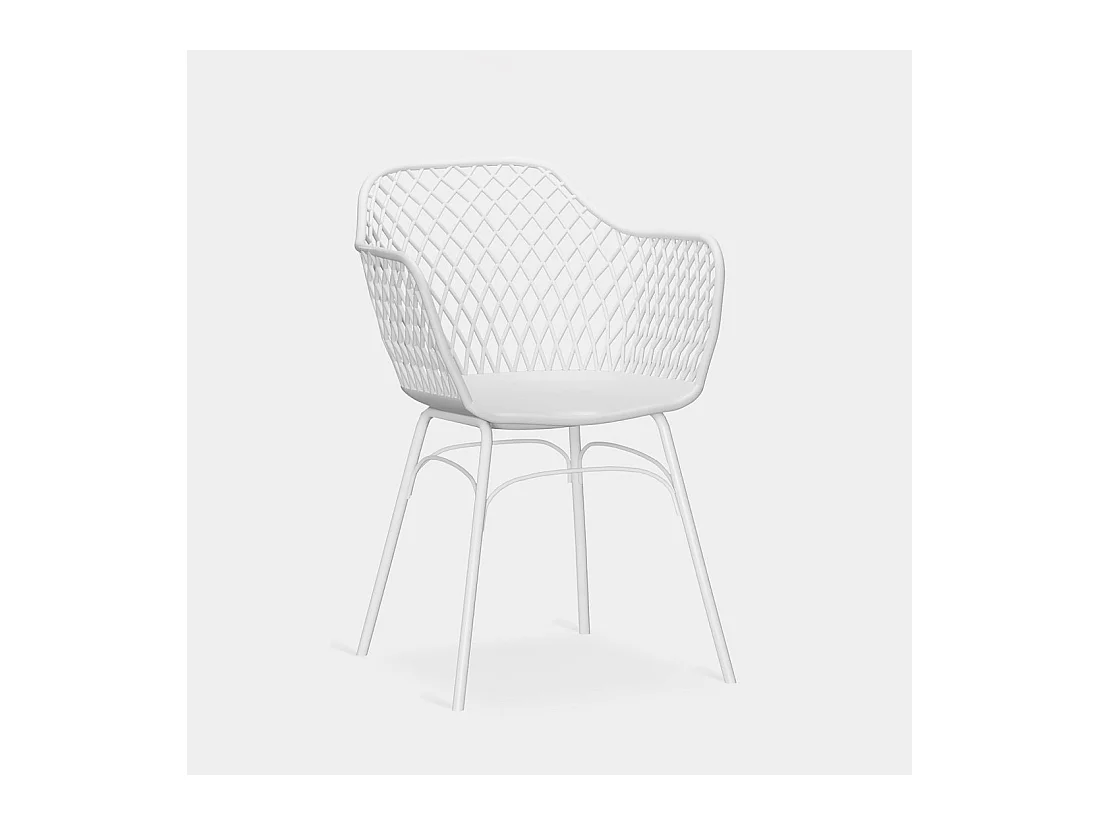 Chaise d'extérieur en plastique blanc 59x72 cm-Stal