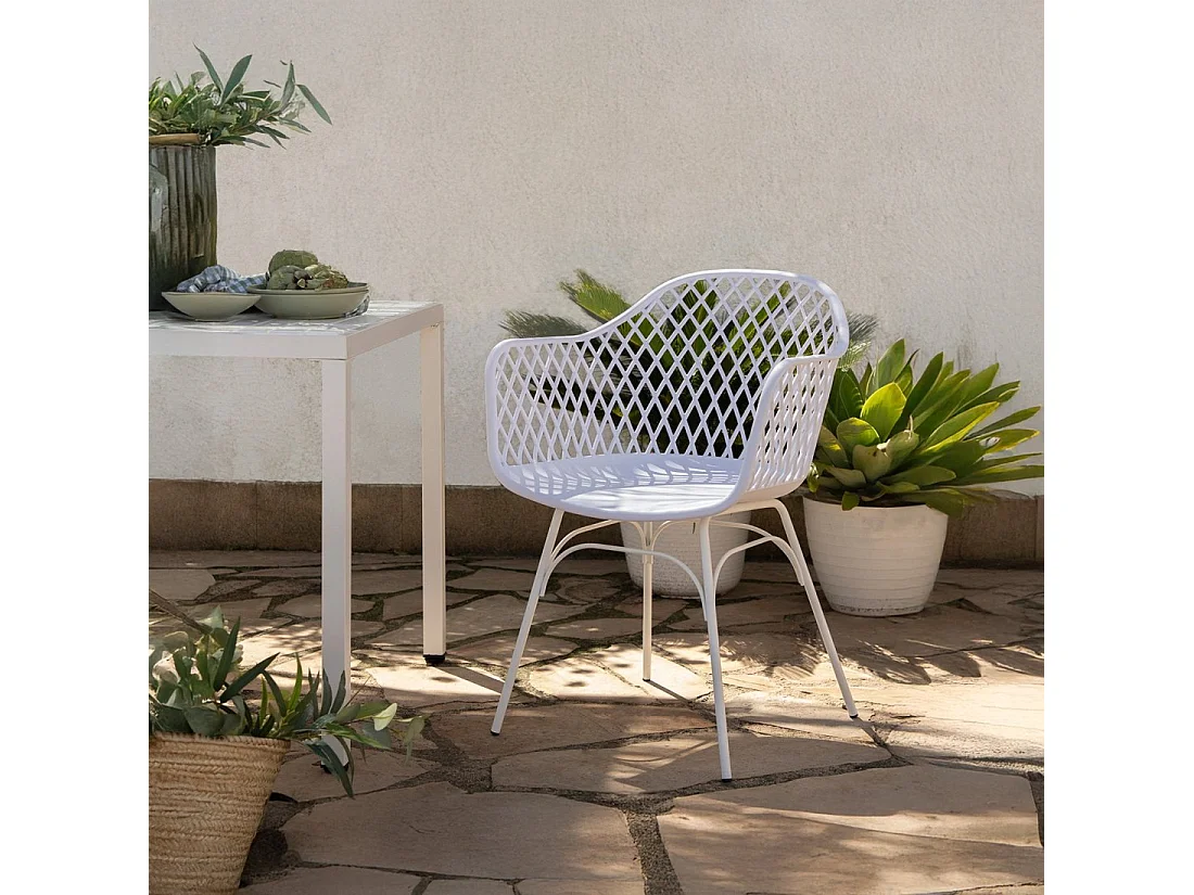 Chaise d'extérieur en plastique blanc 59x72 cm-Stal