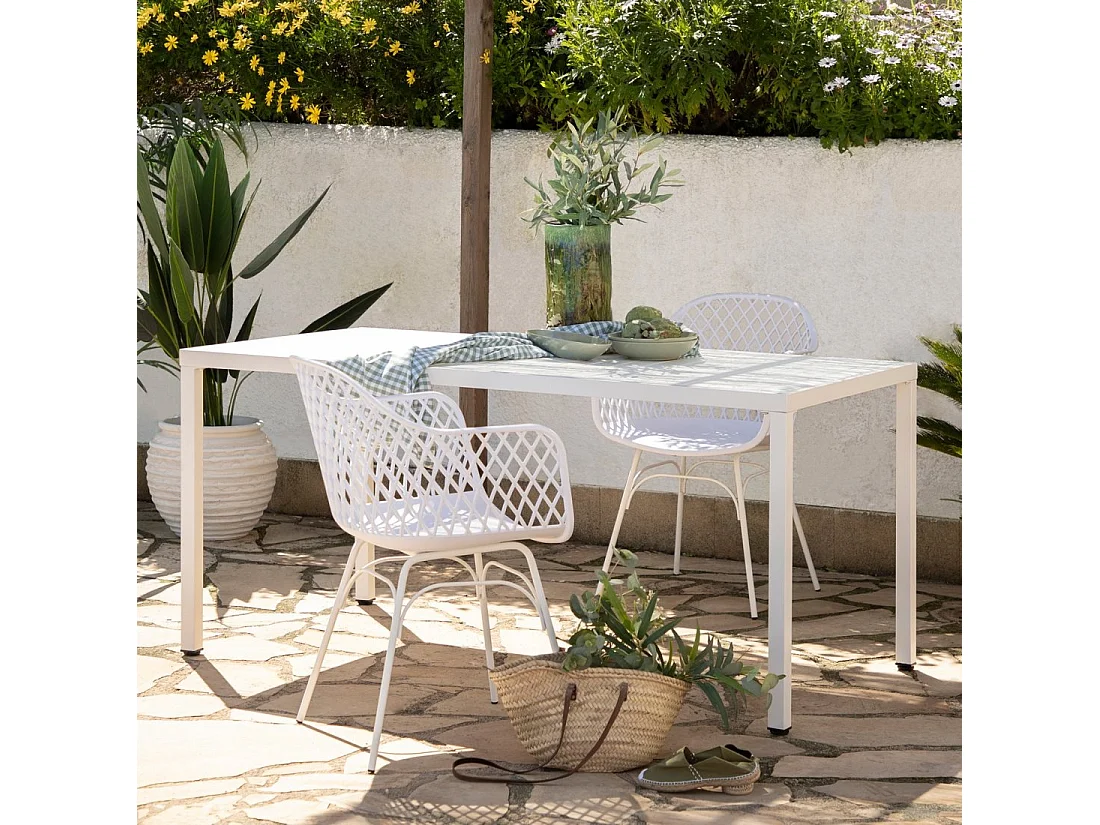 Chaise d'extérieur en plastique blanc 59x72 cm-Stal