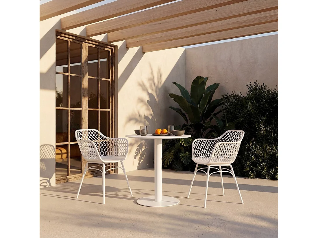 Chaise d'extérieur en plastique blanc 59x72 cm-Stal